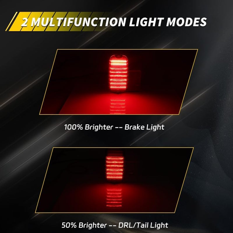 VYNTRAL Tail Light Compatible with Chevy/GMC Fleetside Pickup Truck 1960 1961 1962 1963 1964 1965 1966, [2 in 1 Design] Brake Light & Running Light, Red LED Rear Tail Lamp, 2 PCS, Smoked Lens - Image 3